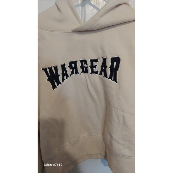 Raw Gear Womens Cropped Hoodie Embroidered Patch Logo Size Xl Cream - Picture 2 of 6